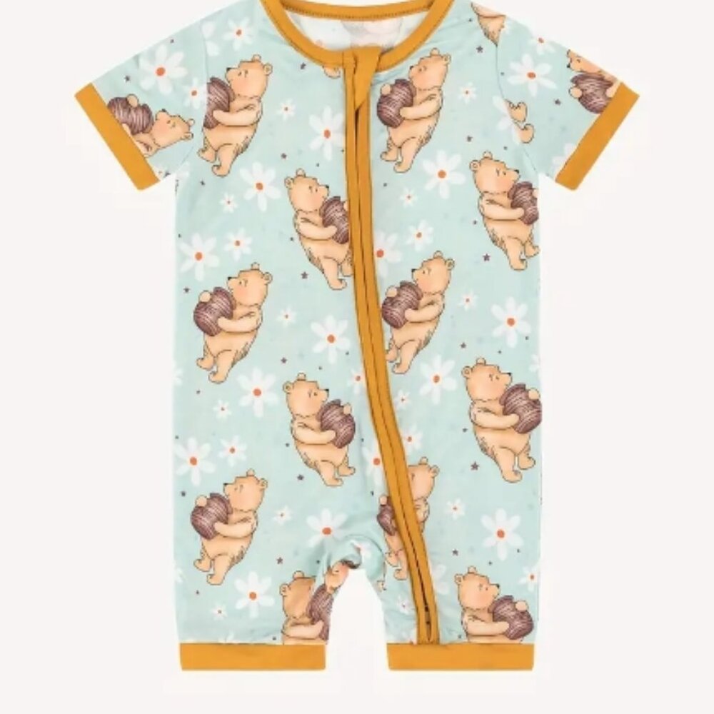 Winnie the Pooh Baby Girls Boys Bamboo Fiber Short Sleeve Romper Jumpsuit